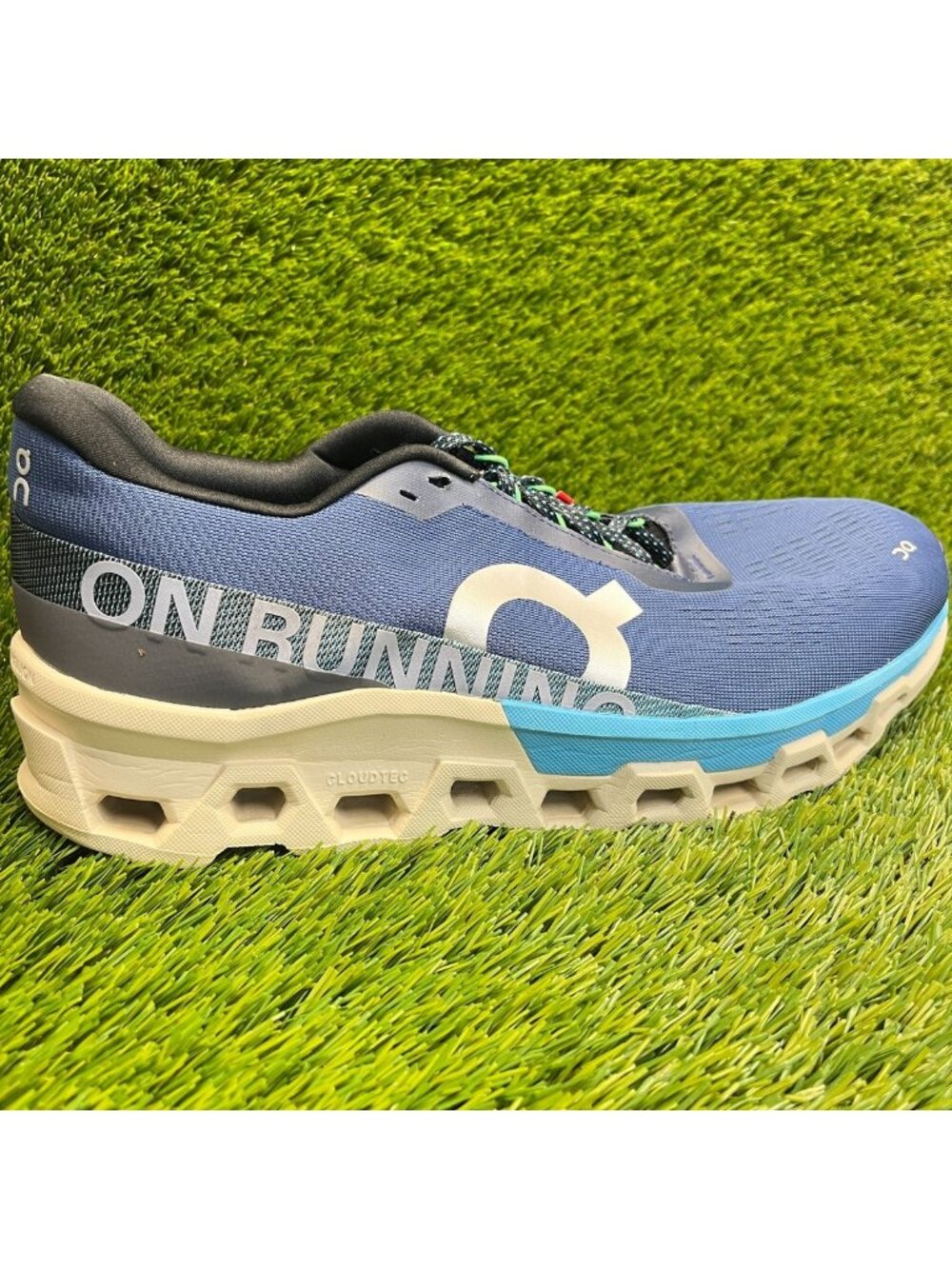 On Cloudmonster 2 Mens Size 13 Blue White Black Athletic Running Shoes Sneakers